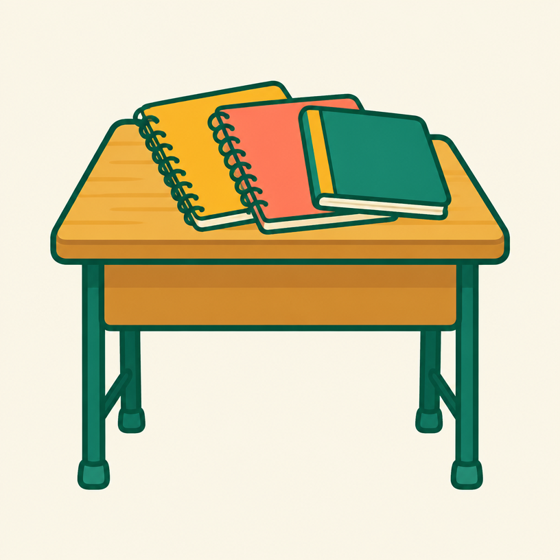 Ilustrasi: Dia (buku-buku catatan itu) ada di sini, di atas meja ini.